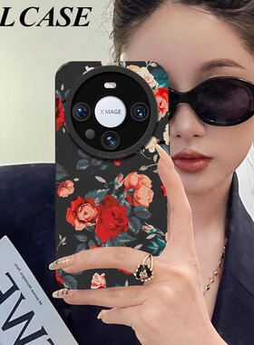 满屏红玫瑰适用华为mate70pro手机壳新款mate60por小羊皮nova12/11硅胶Pura70Ultra复古Magic6/5全包防摔女
