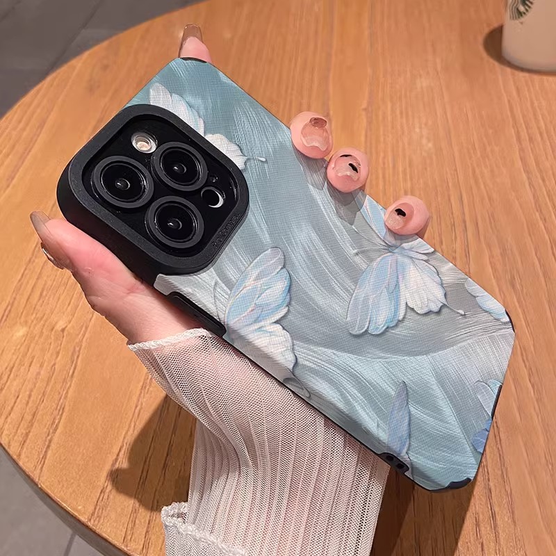 适用苹果16羽纱视觉梦幻蝴蝶