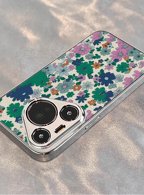 文艺清新花适用华为pura70pro手机壳新款mate70保护套p60pro电镀小羊皮p50全包ultra男女40m60pro防摔软壳