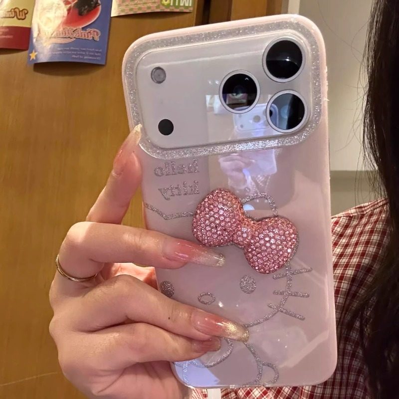 闪粉猫咪适用苹果17promax手机壳新款高级感立体领结卡通外壳