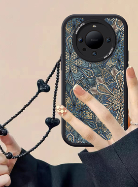 中国风图腾适用华为mate60pro手机壳新款nova1211硅胶防摔5040p复古pura70带手链荣耀90女全包80保护套男30e