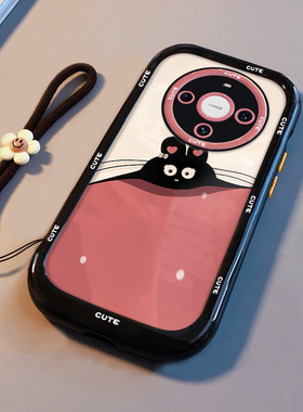 适用华为mate80Pro+手机壳pura80Ultra黑色小煤球p60新款卡通可爱nova1211防摔mate5040荣耀9080女软套30挂绳