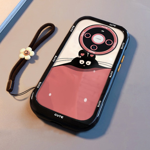 适用华为mate80Pro 卡通可爱nova1211防摔mate5040荣耀9080女软套30挂绳 手机壳pura80Ultra黑色小煤球p60新款