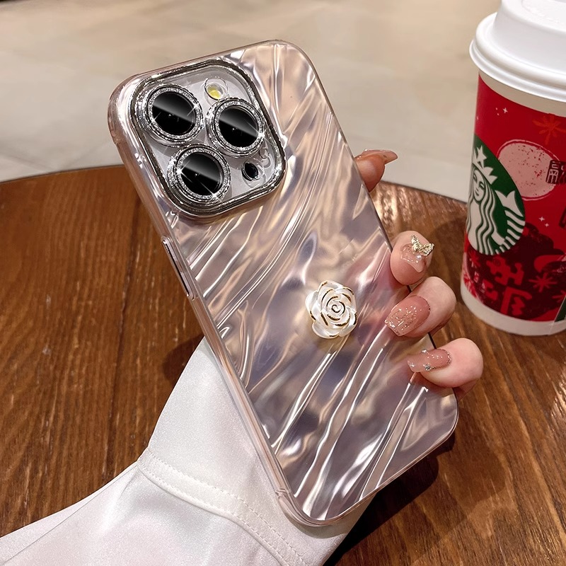 适用苹果羽纱镭射水波纹手链女款