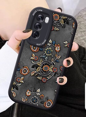 刺绣小花适用opporeno15pro手机壳新款reno14创意13pro/12/11高级reno10情侣reno9复古reno8全包硅胶6防摔套