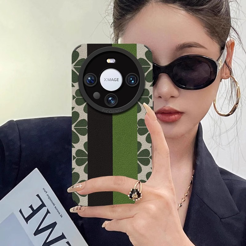 适用华为mate硅胶拼色四叶草