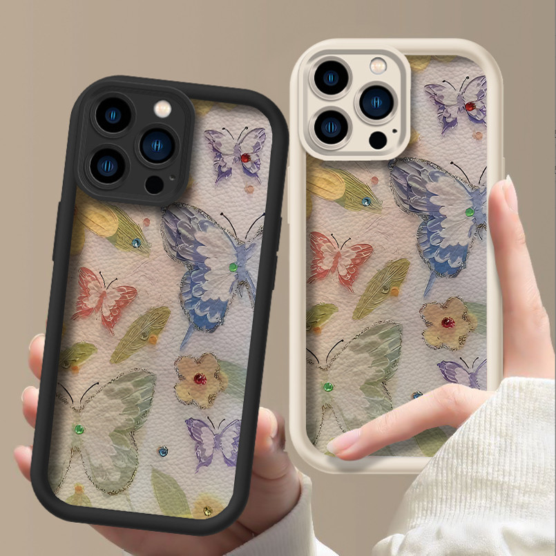 彩色油画蝴蝶适用苹果16promax手机壳新款iPhone15天眼阶梯小羊皮14全包时尚13创意女12高级感11防摔8保护套,3C数码配件,手机保护套/壳,淘宝优惠券,粉丝福利购,淘宝优惠卷