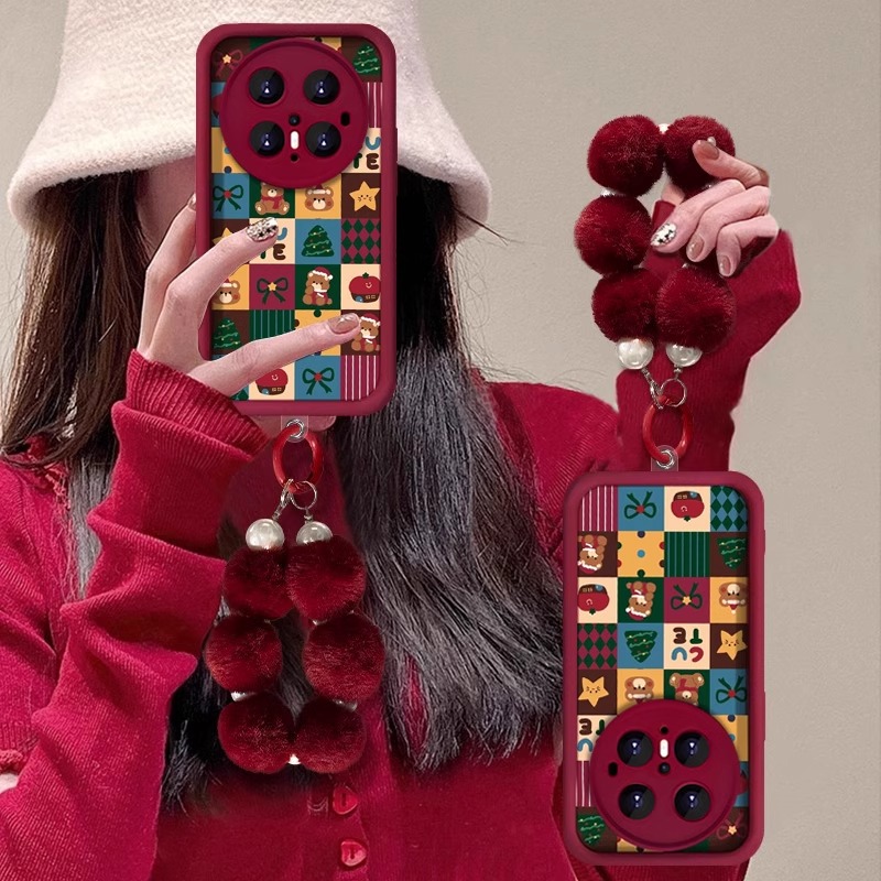 适用华为mate70硅胶手绳圣诞小熊