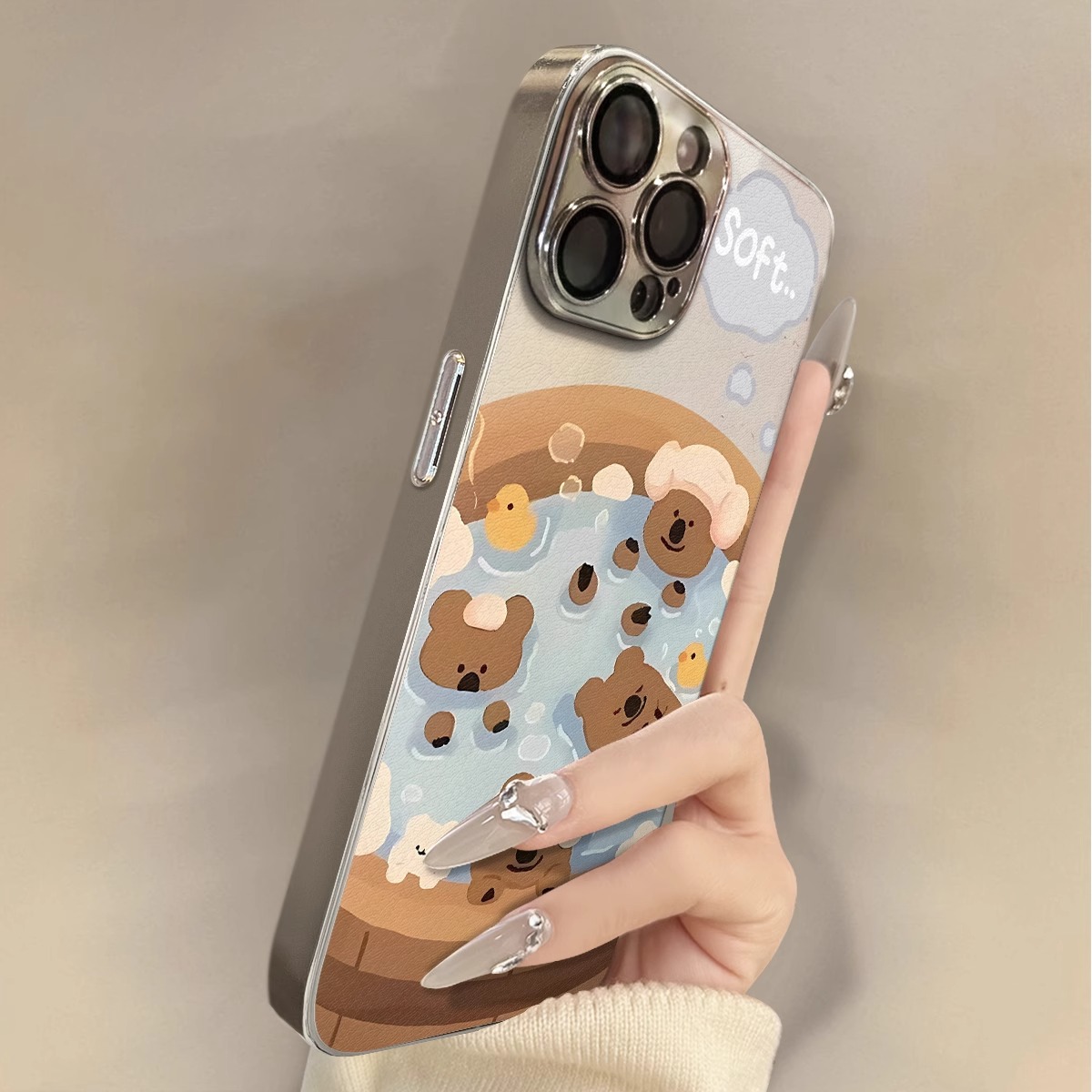 适用苹果电镀洗澡小熊