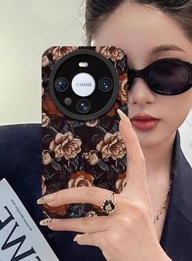复古油画花朵适用华为mate70pro手机壳新款pura70小众女nova13/12小羊皮magic6气质全包p50防摔男荣耀200软套