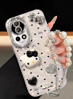 适用华为nova14pro手机壳新女款nova13pro爱心kt猫蝴蝶结手链nova12pro贝壳纹全包镜头膜nova11pro超火nova10