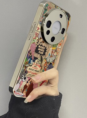小矮人海报适用华为mate70pro手机壳新款mate60por小羊皮nova12电镀Pura70Ultra复古Magic6支架m50全包防摔女
