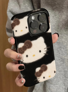 毛绒hellokitty适用iphone17promax苹果11手机壳16pro新款15pro全包14高级13硅胶12个性女xsm保护套7/8p菲林