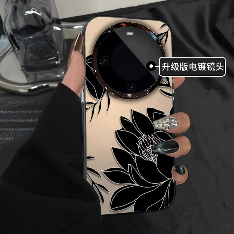 适用华为静心黑莲花电镀圈彩银