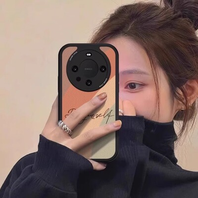 适用华为mate小羊皮彩虹条纹全包