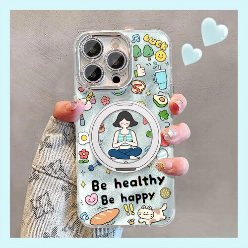 适用苹果硅胶打坐女孩