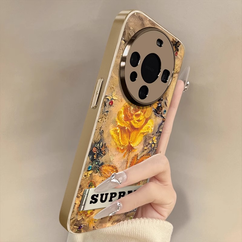 适用华为mate电镀油画黄玫瑰