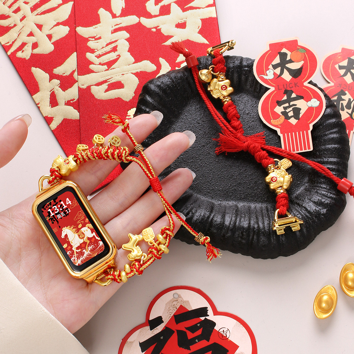 学长家新款马年红绳表带新年女生图片