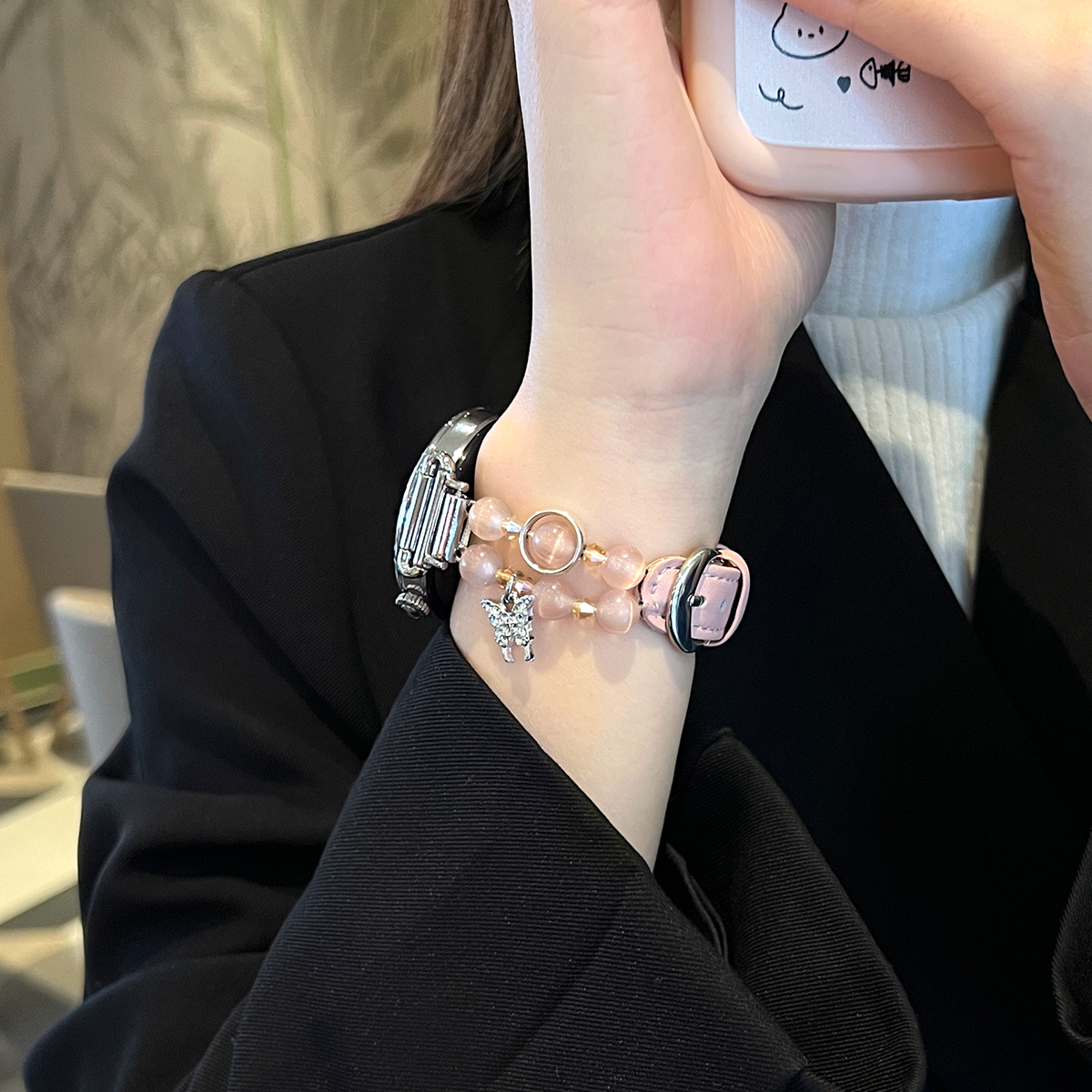 学长家新款猫眼串珠间皮表带女生