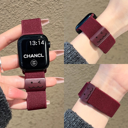 适用applewatchs10手表带尼龙磁吸iwatchs10夏天系列s9苹果手表s8可爱冬季7小众复古se创意s6冬天5编织watchs