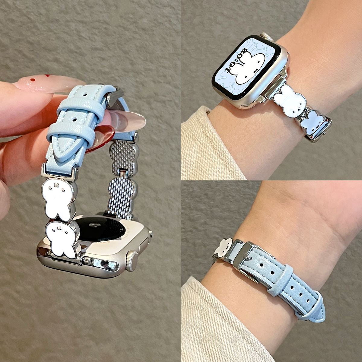 学长家可爱兔间皮质表带女款