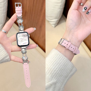 适用小米手环9pro手表带真皮8代高级感手带watch6女生秋冬手腕带edmiwatch5女款 高颜值7电子4智能运动手表链