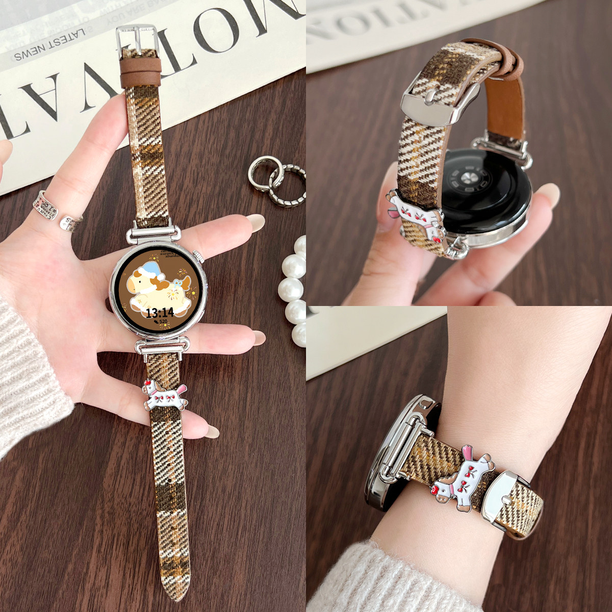 适用oppo watch x2mini手表带女款毛呢oppo watch s智能运动手环一加手表2女士真皮质腕带4pro秋冬系列手表链,智能设备,智能手表手环表带/腕带,淘宝优惠券,粉丝福利购,淘宝优惠卷