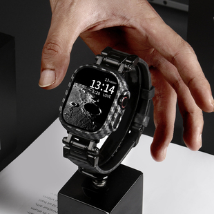 【碳纤维纹】适用苹果手表iwatchultra2表带新款硅胶运动ultra腕带s10s9s8s7高级感applewatch10/9/8表链男士