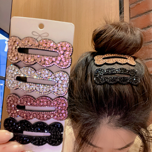 波浪水钻BB夹子刘海碎发发夹女简约侧边发卡后脑勺一字夹卡子头饰