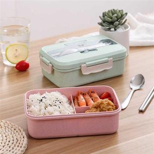 日式 新品 饭盒上班族专用轻食便当盒可微波炉加热减脂餐盒分格带饭
