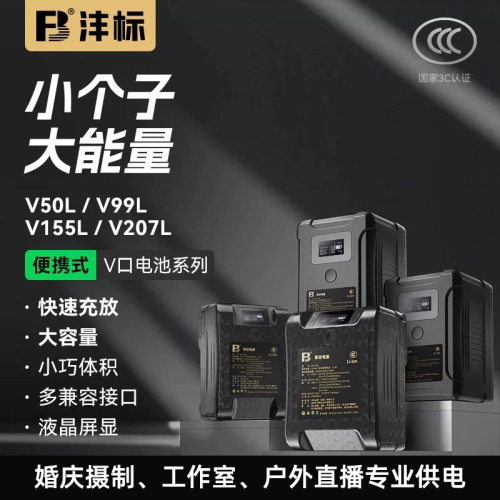 沣标BP150W摄像机电池适用索尼BP190W大容量BMCC外挂电池BP-130Ｗ监视器V口V型卡扣摄影机电池充电器套装290W