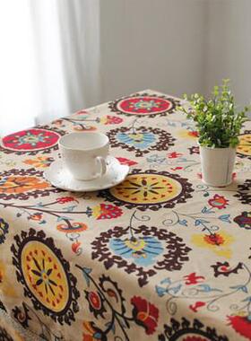 印尼域异地海风情餐INU桌民布桌旗亚中麻族风台布茶几布靠垫套花