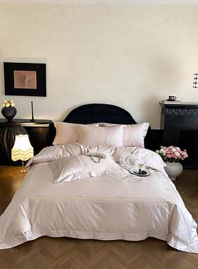 轻刺奢高端长140支绒棉提花四板件套绣被套奢华别UKW墅样间床上用