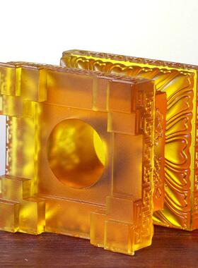 地琉璃正形方八吉祥发莲花台底座家用藏观音RVF财神佛光像加高供