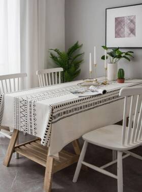 布北欧代桌ins网红现民族风波西厅米亚黑白印花56844茶几布客餐桌