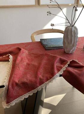 新年桌布布艺结婚定喜庆餐桌布几订婚乔迁茶红布色YNK长方形台布