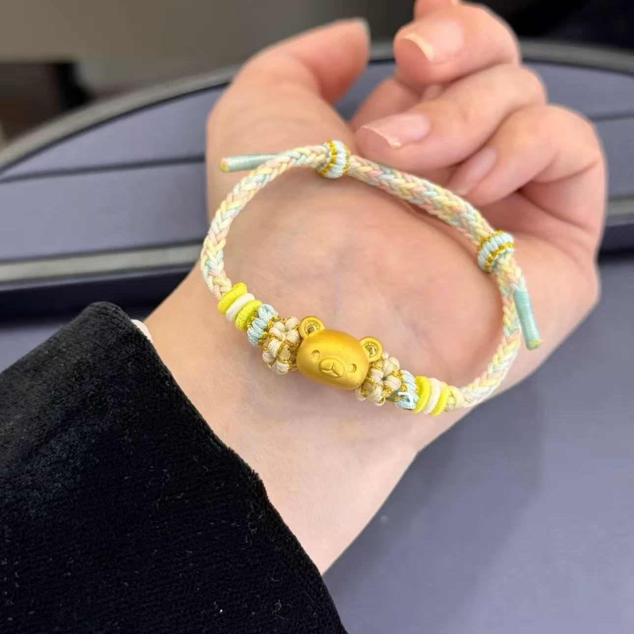 足金999轻松熊黄金可爱卡通小熊手链纯金送女友礼