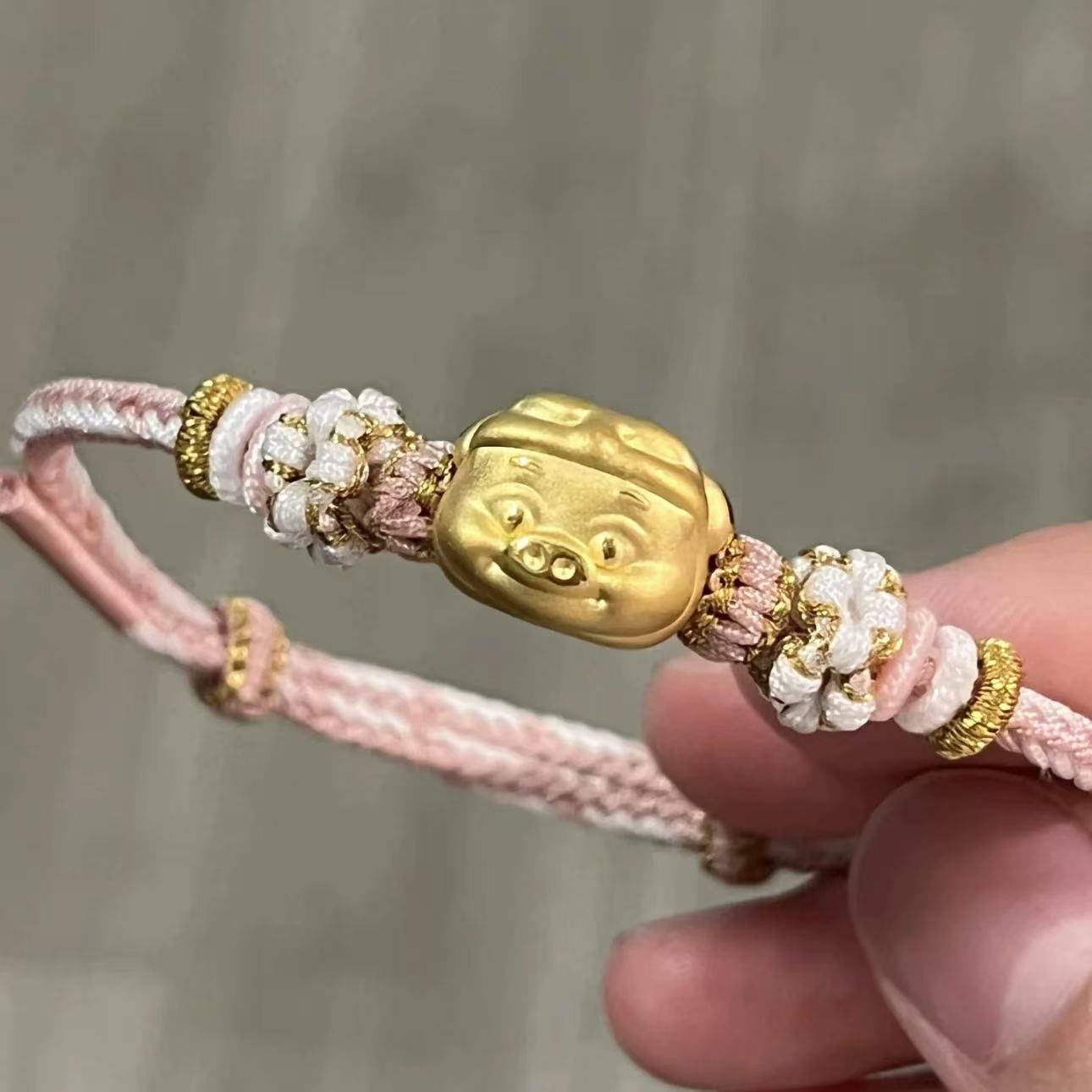 足金999猪猪侠黄金生肖猪GGbond情侣手链送男女友礼物