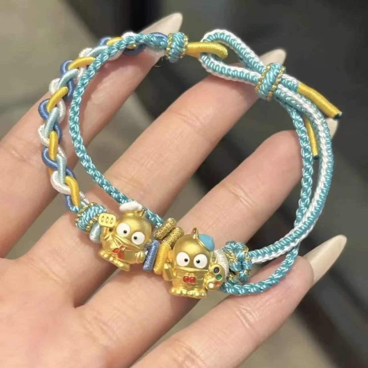 足金999厨师汉顿黄金画家小丑人鱼章鱼手链送女友礼物