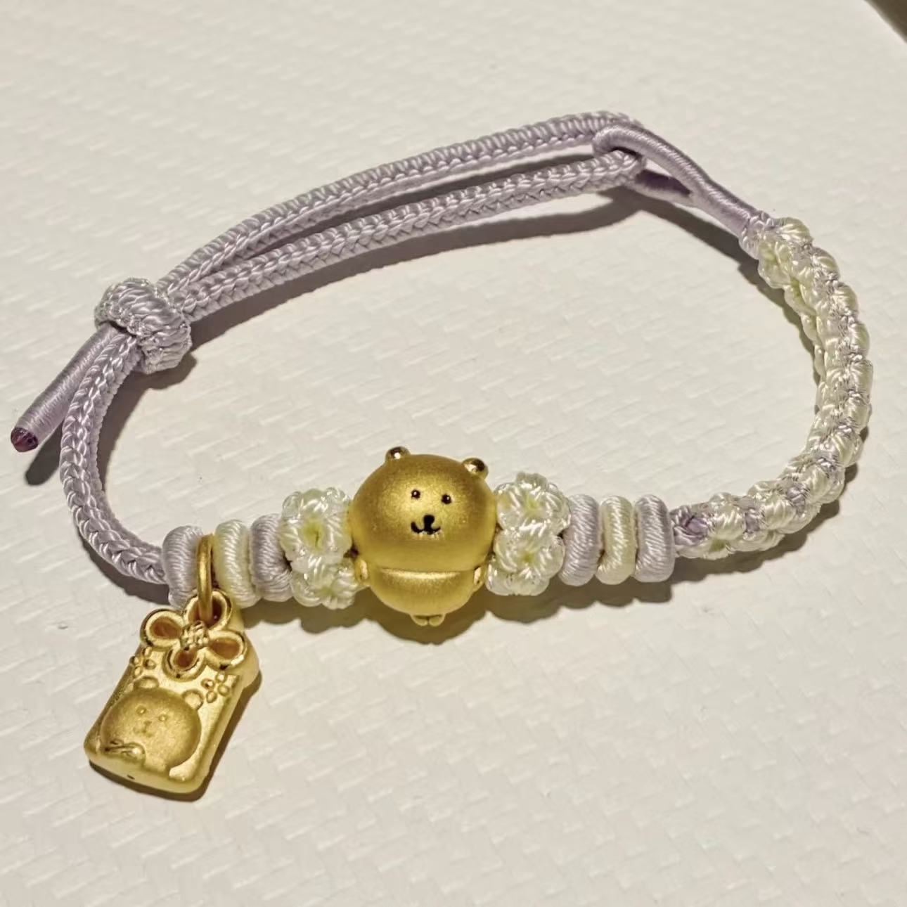 足金999自潮熊大白熊黄金可爱小熊手链纯金送女友礼物