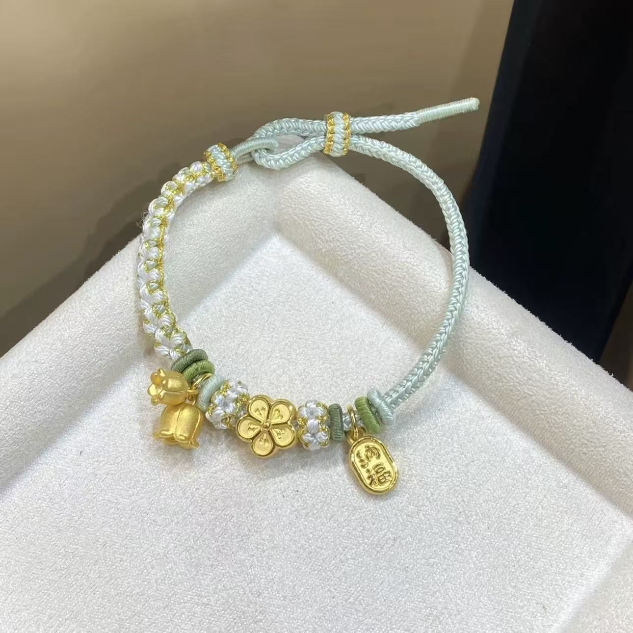 足金999铃兰花吊坠黄金小桃花朵寓意好手链送女友礼物