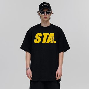 高街基础logo短袖 STA美式 t恤男女纯棉宽松休闲百搭重磅打底上衣