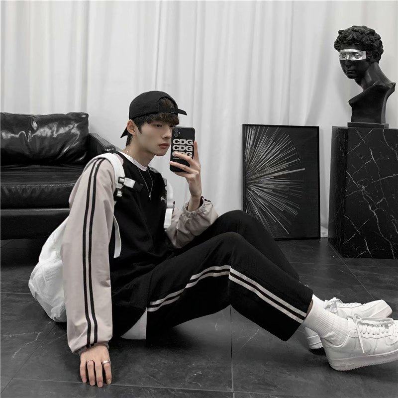 Hong Kong fashion casual pants men's sweater sports suit