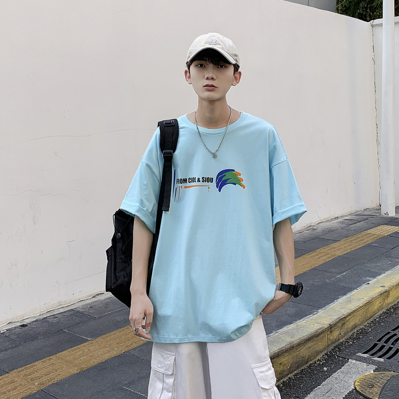 Summer new student loose and versatile Top Men's T-shirt Korean Trend 5-sleeve men's couple