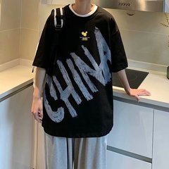 Hip hop fashion brand short sleeve t-shirt men's Korean printed top 2021 loose casual summer half sleeve