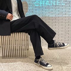 春新款港風純色潮流衛褲男百搭墜感直筒休閒運動褲