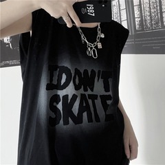 Original Harajuku style summer new Korean black letter print sleeveless T-shirt couple