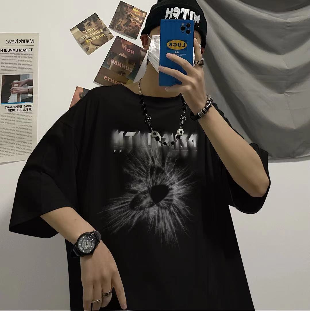 Original summer Korean Trend black letter print versatile short sleeve top