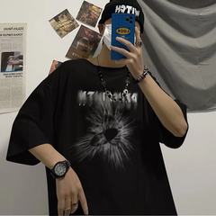 Original summer Korean Trend black letter print versatile short sleeve top