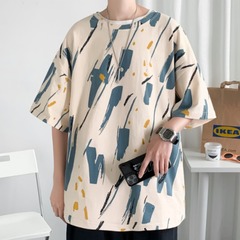 網紅寬鬆高街短袖上衣日系扎染半袖年新款個性百搭